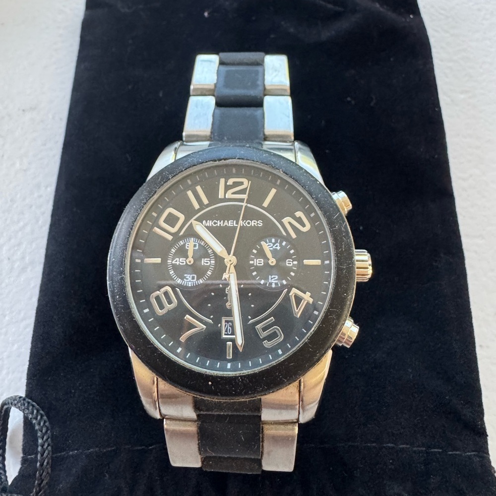 Michael Kors Black and Silver Chronograph Watch